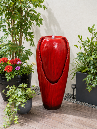 Jar Fountain with LED Lights - Red