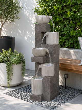 5-Tiered Pot Fountain with LED Lights