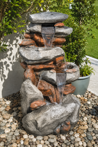 4-Tiered Rock Fountain with LED Lights