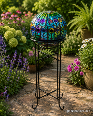 Gazing Globe with Peacock Feather Design