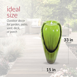 Jar Fountain with LED Lights - Green