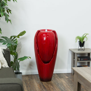 Jar Fountain with LED Lights - Red