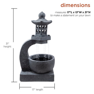 Tall Tranquil Zen Pagoda Water Fountain with LED Lights