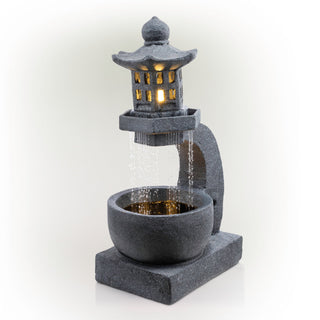 Tall Tranquil Zen Pagoda Water Fountain with LED Lights