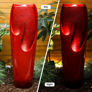 38.7-inch Tall Red Indoor/Outdoor Water Jar Fountain Tall Floor Fountain with Lights and Pump