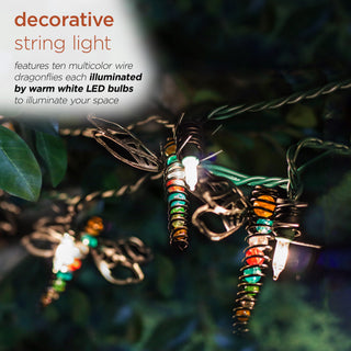 10pc Dragonfly String Lights w/Warm White LED Lights