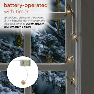 10pc Dragonfly String Lights w/Warm White LED Lights