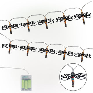 10pc Dragonfly String Lights w/Warm White LED Lights