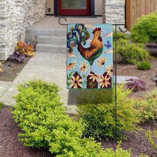 "Rooster Fence" Design Garden Flag