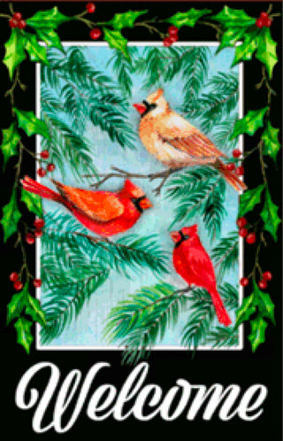 "Welcome Winter Cardinals" Design Garden Flag