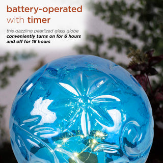 Pearlized Blue Glass LED Gazing Globe with Stand