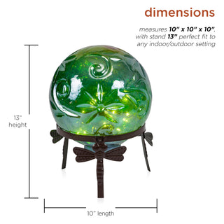 Pearlized Green Glass LED Gazing Globe with Stand