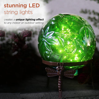 Pearlized Green Glass LED Gazing Globe with Stand