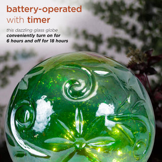Pearlized Green Glass LED Gazing Globe with Stand
