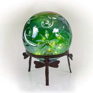 Pearlized Green Glass LED Gazing Globe with Stand