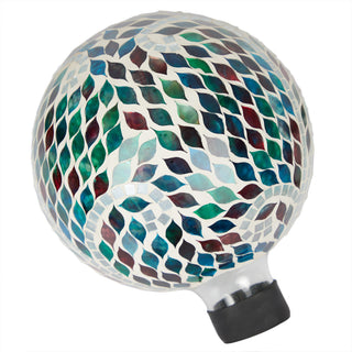 Mosaic Gazing Globe with Scroll Pattern and Metal Stand