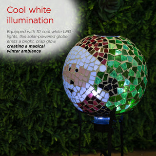 Solar Santa Mosiac Glass Gazing Globe with Metal Stand