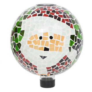 Solar Santa Mosiac Glass Gazing Globe with Metal Stand