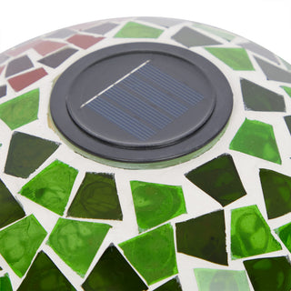 Solar Santa Mosiac Glass Gazing Globe with Metal Stand