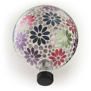 Mosaic Gazing Globe with Colorful Daisy Design
