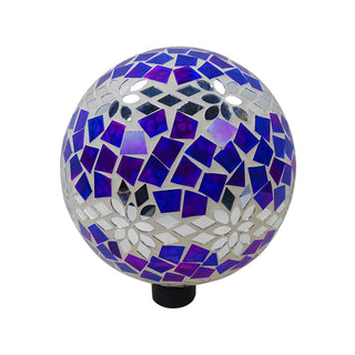 Mosaic Gazing Globe with Mirrored Floral Pattern