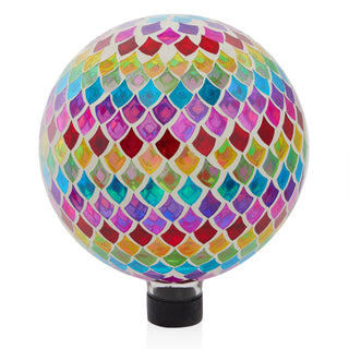 Multicolor Glass Gazing Globe with Mosaic Teardrop Design