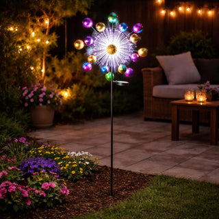 Solar Fiber Optic Multi Color Kinetic Spinner Stake