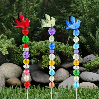 Acrylic Beaded Birds Plant Pick