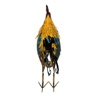 Metal Multi-Color Feathered Rooster Decor