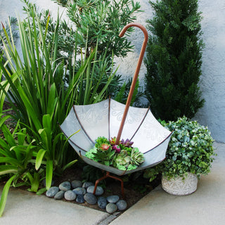 Large Rustic Outdoor UpsideDown Umbrella Planter Garden Stake