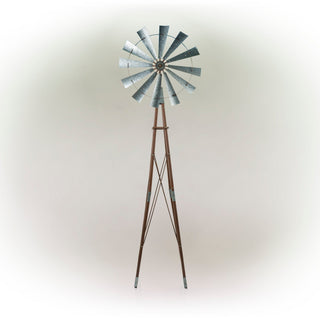 Rustic Bronze and Silver Metal Windmill