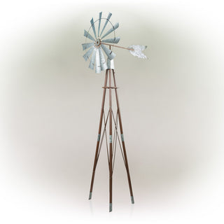 Rustic Bronze and Silver Metal Windmill