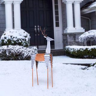 Metal Rustic Standing Reindeer Decor