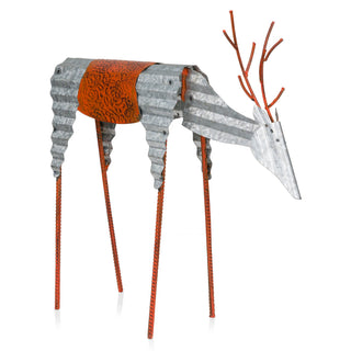 Metal Rustic Grazing Reindeer Decor