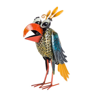 Quirky Metal Wide-Eyed Yellow Chest Bird Décor