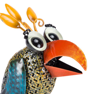 Quirky Metal Wide-Eyed Yellow Chest Bird Décor