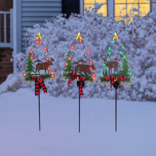 Solar Holiday Color Changing Moose, Deer, Bear Stake