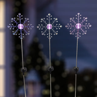 Solar Winter Snowflake Stake w/LED