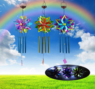 Solar Kinetic Wind Chime w/ Metal Stand