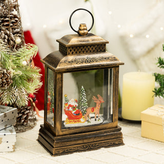 Santa Sleigh and Reindeer Snowglobe with LED and Music