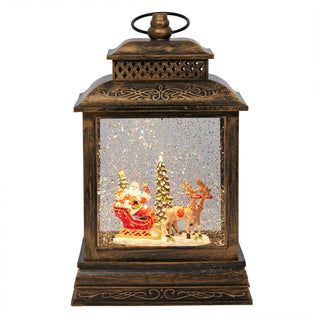 Santa Sleigh and Reindeer Snowglobe with LED and Music
