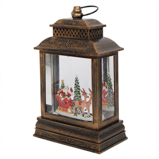 Santa Sleigh and Reindeer Snowglobe with LED and Music