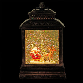 Santa Sleigh and Reindeer Snowglobe with LED and Music