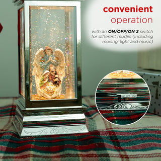Angel Nativity Snowglobe with LED Light and Music