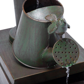 Birdhouse Watering Can Floor Fountain