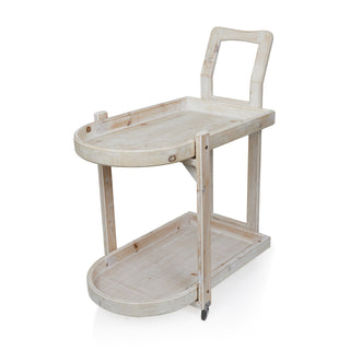 Wooden 2-Tier Push Cart Storage with Wheels