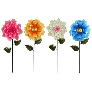 Metal Pink/White/Orange/Blue Flower Stake
