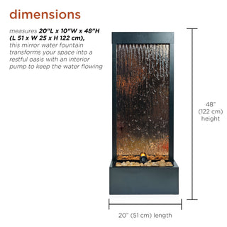 Bronze Mirror Fountain w/Decorative Stones & LED Light