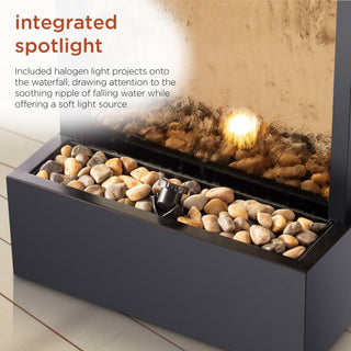 Bronze Mirror Fountain with Decorative Stones & LED Light