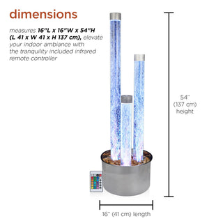 3-Tiered Silver Base Bubble Fountain w/16 Lighting Functions